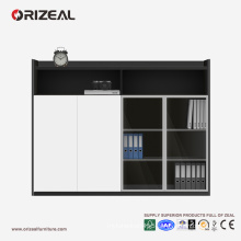 ORIZEAL high quality office furniture wooden Filing Cabinets with glass door